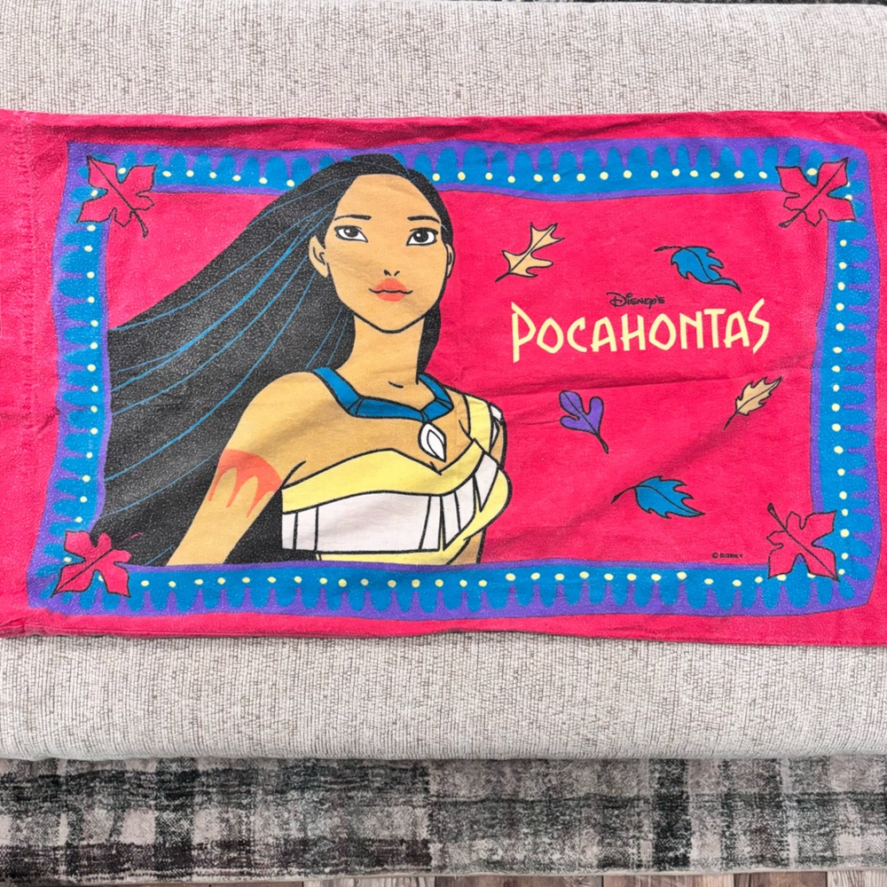 VINTAGE 90's Disney Pocahontas flannel Bed Sheets pillowcase fitted flat TWIN